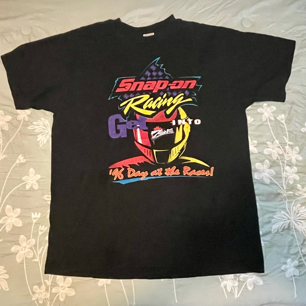Vintage 1996 Snap-On Racing Tee Jerzees XL Helmet Graphic I-80 Speedway Nebraska